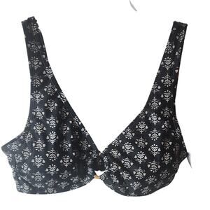 Old Navy Black and White Floral Bikini Top, NWT, Medium